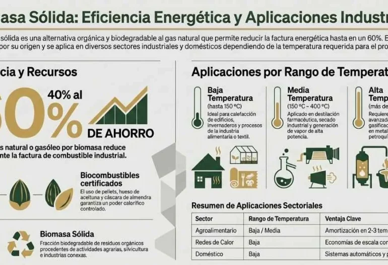 infografía sobre aplicaciones de la biomasa