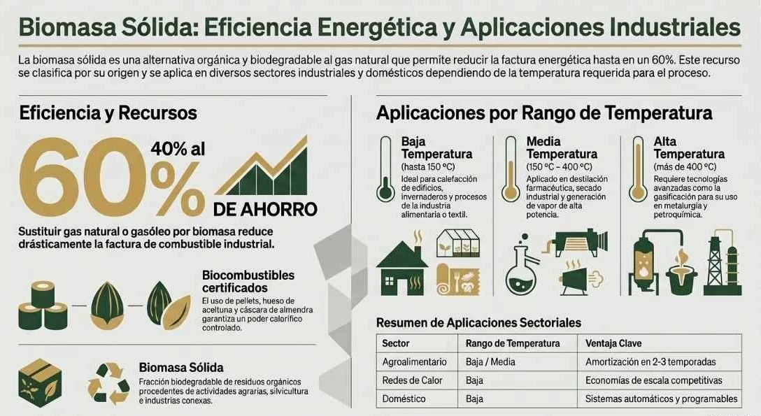 infografía sobre aplicaciones de la biomasa