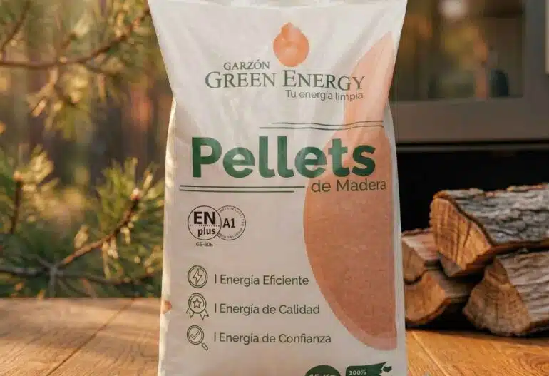 saco de pellets de madera de 15kg certificación Enplus A1 Garzón Green Energy